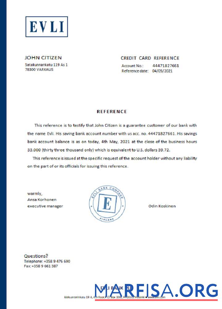 Downloadable Finland Evli reference example